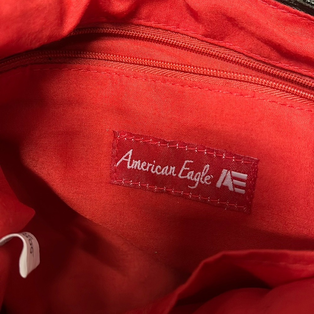 Y2k American Eagle Corduroy Striped Shoulder Bag View 2